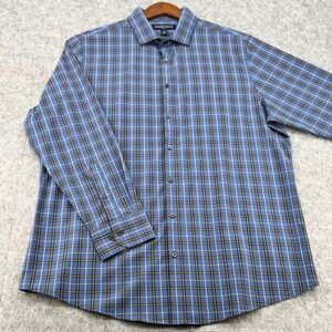 Mizzen+Main Leeward Classic Fit Performance Plaid Shirt Blue Yellow 1WS-0967 L